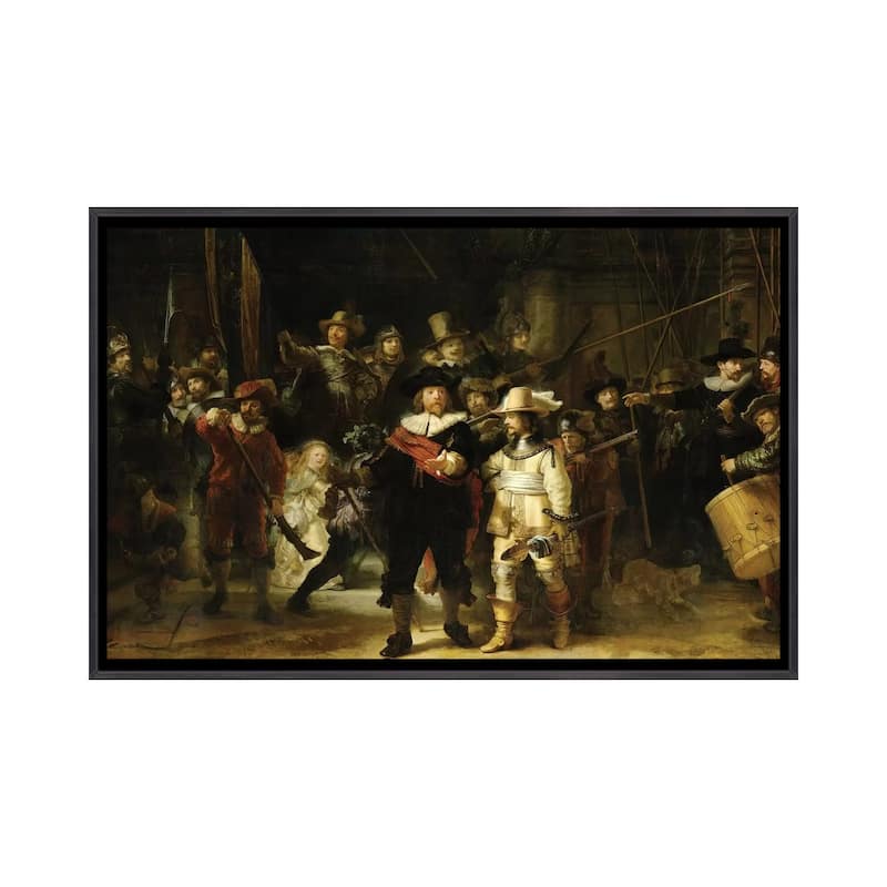 iCanvas "The Night Watch, 1642" by Rembrandt van Rijn Framed - Ebony - 18x26