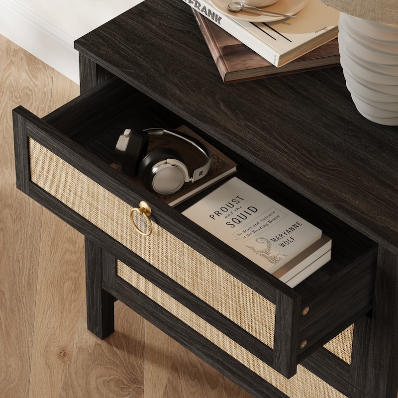 Set of 2 Farmhouse Style Nightstands with 3 Drawers
