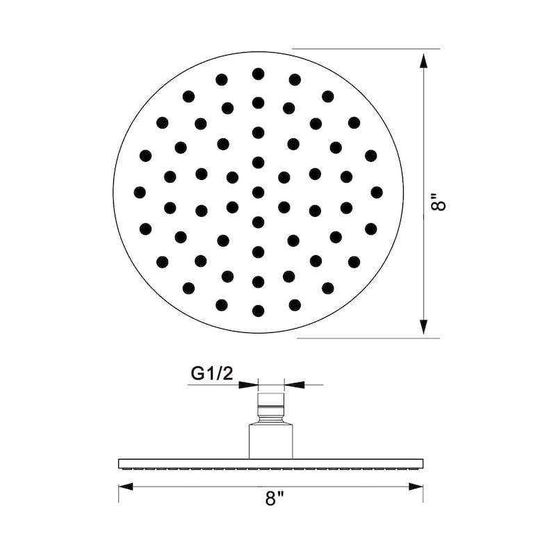 Topcraft Stainless Steel Round Rain Showerhead - 8*8