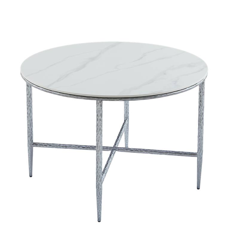 Christopher Knight Home - Modern Sintered Stone Round Dining Table with Forged Brass Metal Legs