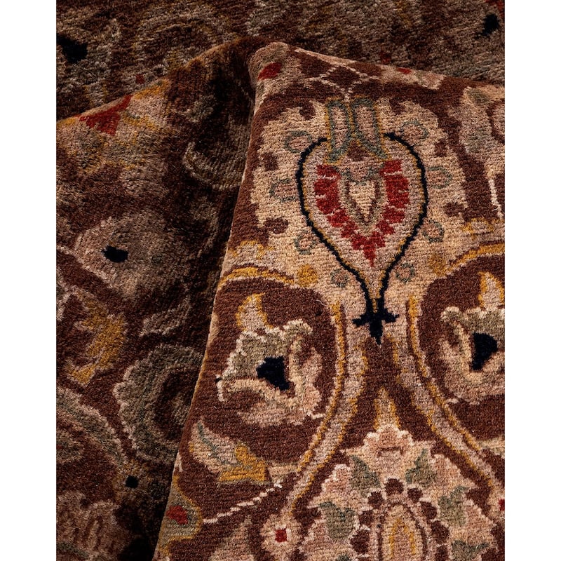 Overton Hand Knotted Wool Vintage Inspired Modern Contemporary Overdyed Brown Area Rug - 3' 2" x 5' 5"