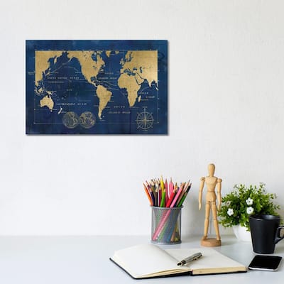 iCanvas "Indigo World Map" by Carol Robinson Canvas Print