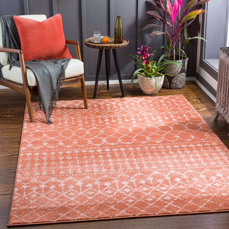 Livabliss Mieke Geometric Bohemian Area Rug - Rust - 6' 7" x 9'