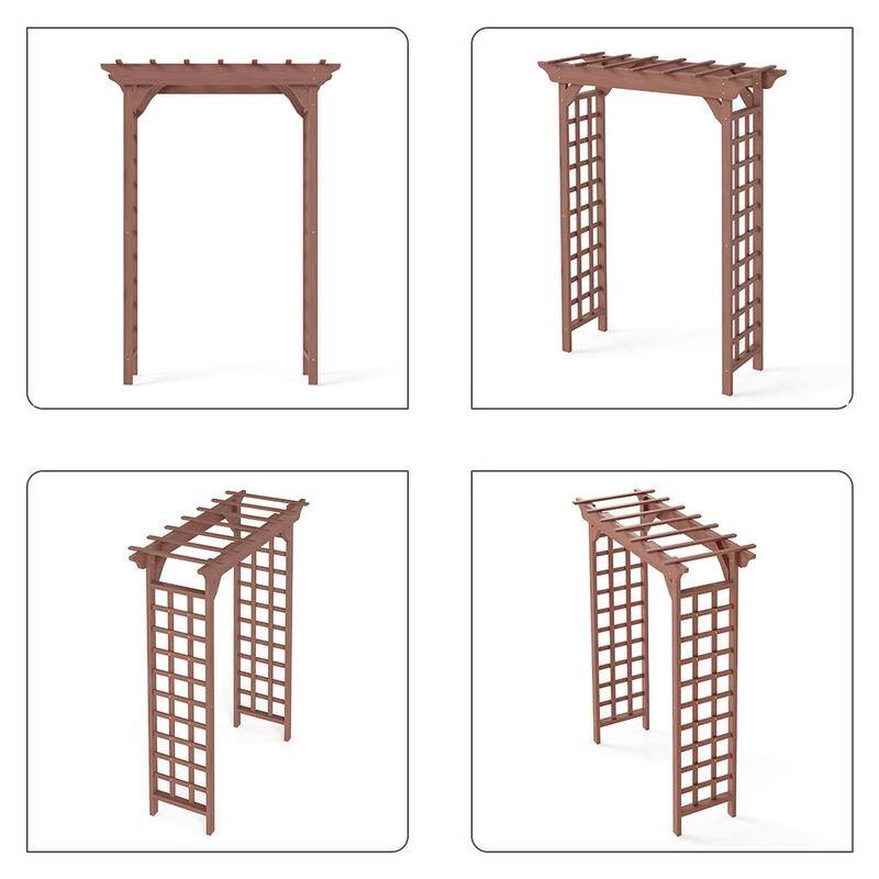 Romantic Solid Wood Garden Arbor, Elegant Light Brown Wedding Arch & Plant Trellis, Heavy-Duty Pergola For Backyard Ceremonies