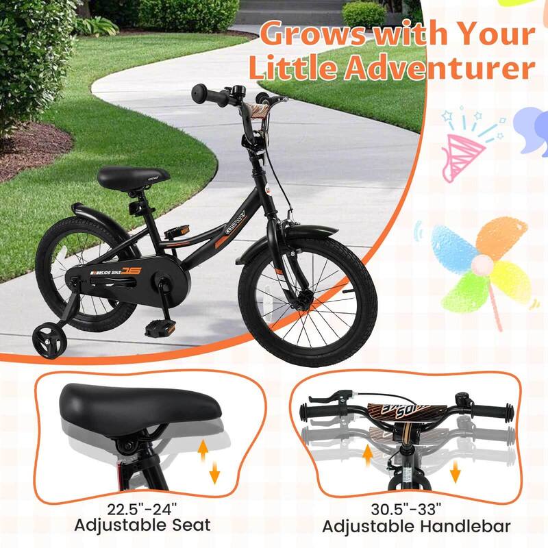 Costway 14" Kids Bike with Removable Training Wheels Adjustable Seat & - See Details