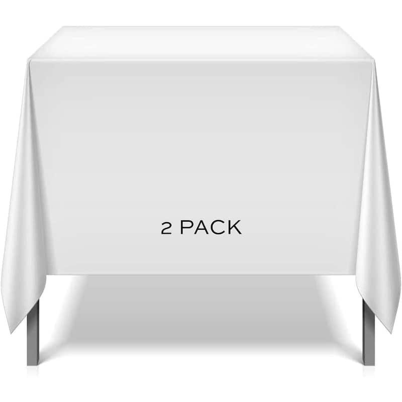White Square Tablecloth Covers 2 Pack 200 GSM Wrinkle-Resistant Fabric - 52x52
