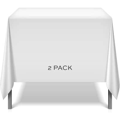 White Square Tablecloth Covers 2 Pack 200 GSM Wrinkle-Resistant Fabric