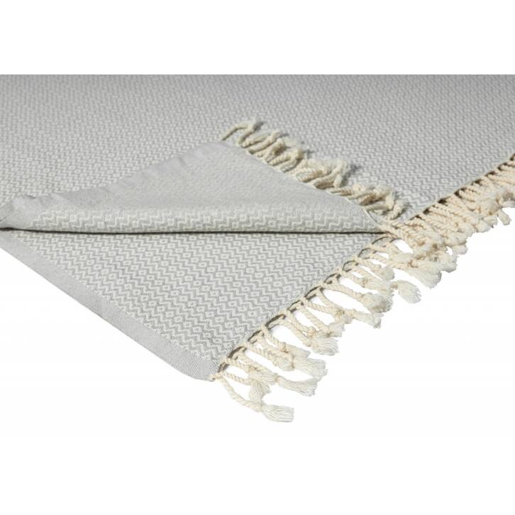 50" X 60" Gray Woven Cotton Geometric Throw Blanket with Fringe