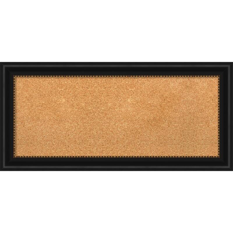 Manhattan Black Framed Cork Bulletin Memo Board - 34-Inch x 16-Inch