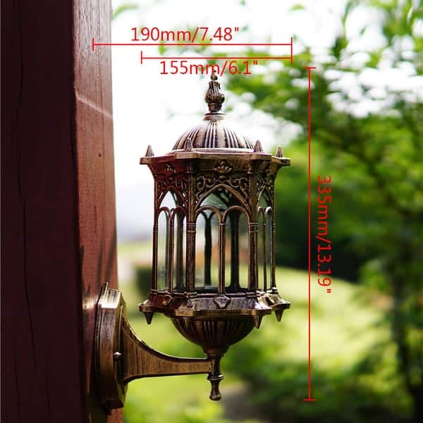 Wall Light Aluminum Glass Lantern Outdoor Garden Lamp - 6.1''