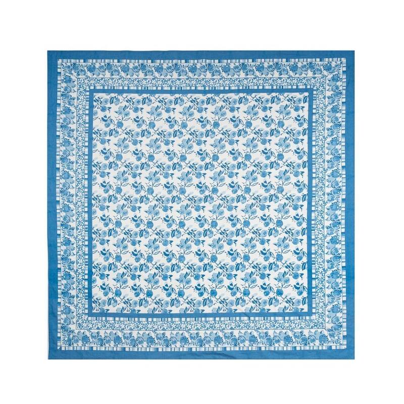 Couleur Nature Citron Tablecloth - Blue - 59" x 59" - 59" x 59" - Blue