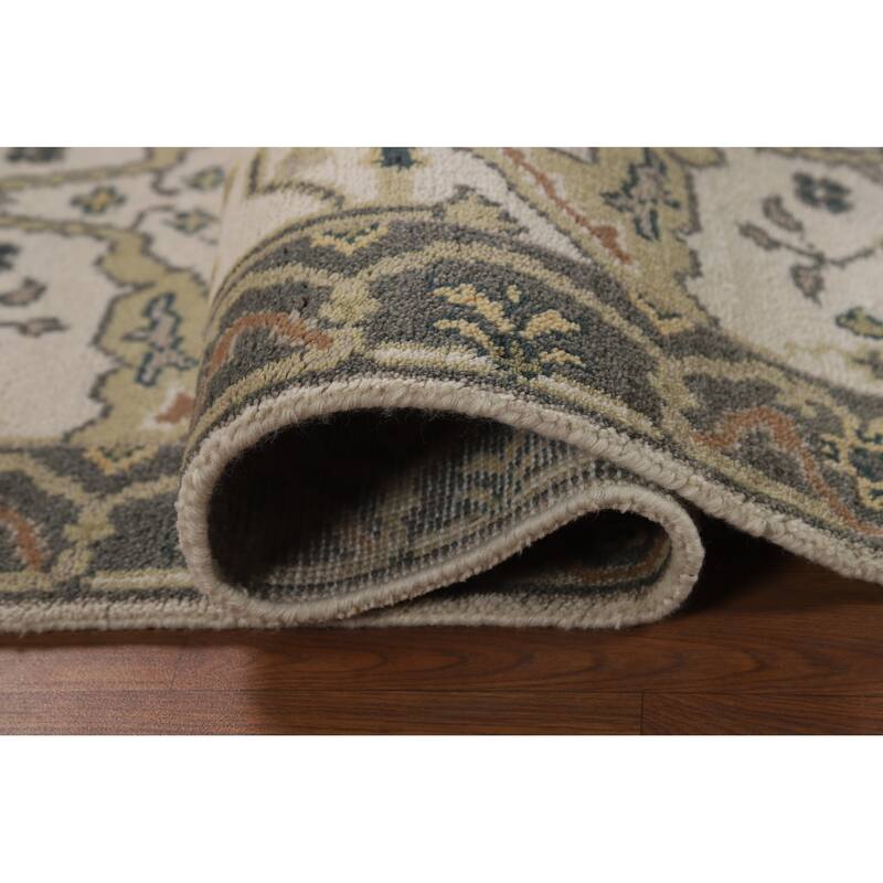 Ivory Oushak Oriental Runner Rug Handmade Wool Carpet - 2'7"x 7'11"
