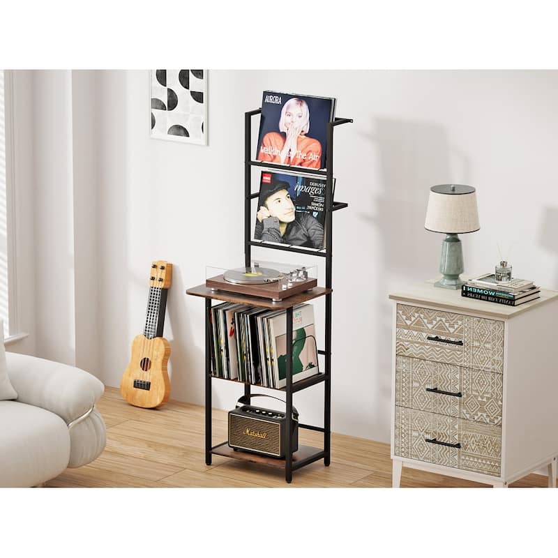 Record Player Stand with Vinyl Storage Turntable Stand for Living Room - 17.8" L x 13.77"W x 61.05" H