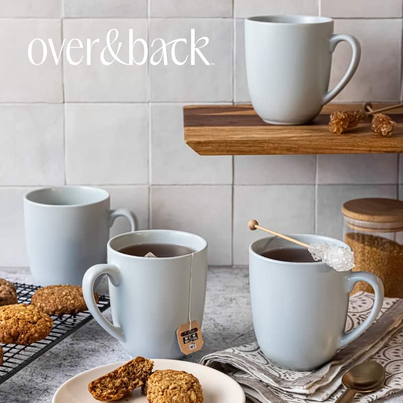 over&back Coupe 15oz Semi-Matte Stoneware Mugs, Set of 4