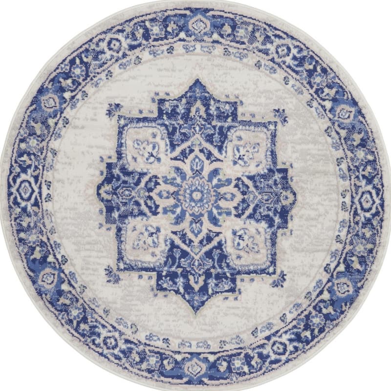 Gocep Power Loomed Geometric Floral Traditional Stain Resistant Area Rug By HomeRoots - 60' X '60' X '0.39