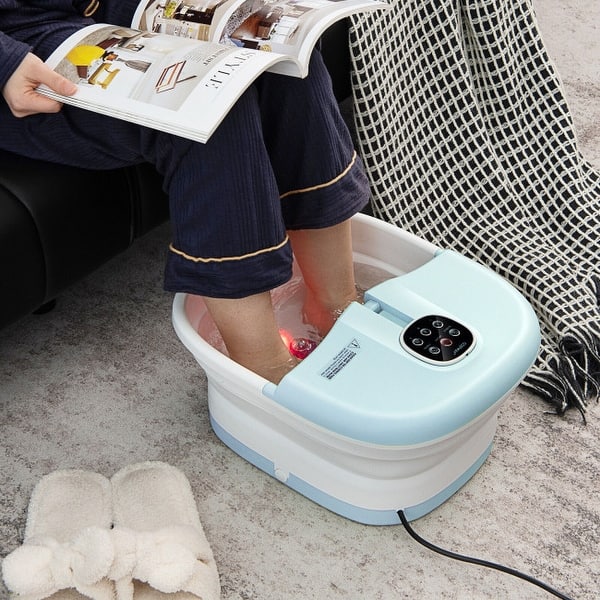 Folding Foot Spa Basin with Heat Bubble Roller Massage Temp and Time Set -  13
