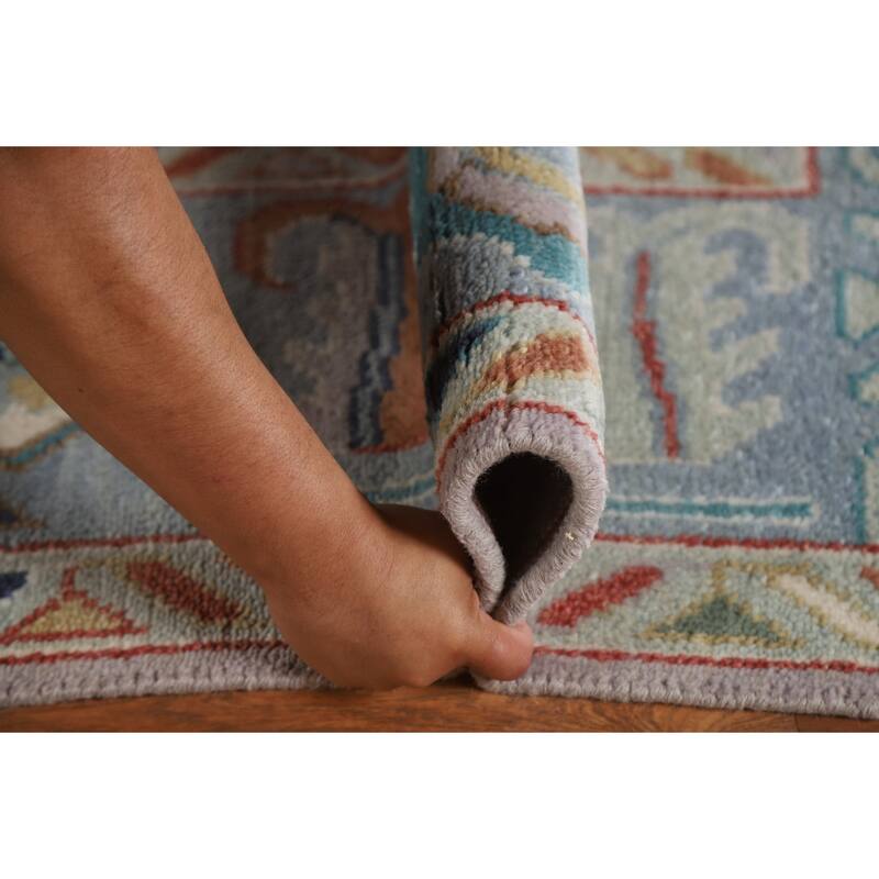 All-Over Floral Oushak Living Room Area Rug Handmade Wool Carpet - 7'10"x 9'8"