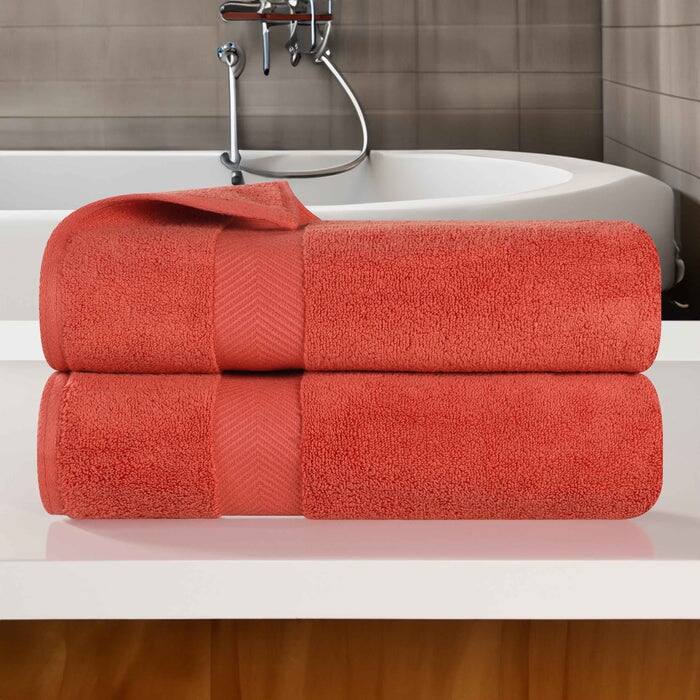 Superior Absorbent Zero Twist Cotton Bath Towel (Set of 2) - Brick