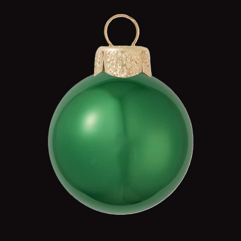 Shiny Finish Glass Christmas Ball Ornaments - 4.75" (120mm) - Green - 4ct