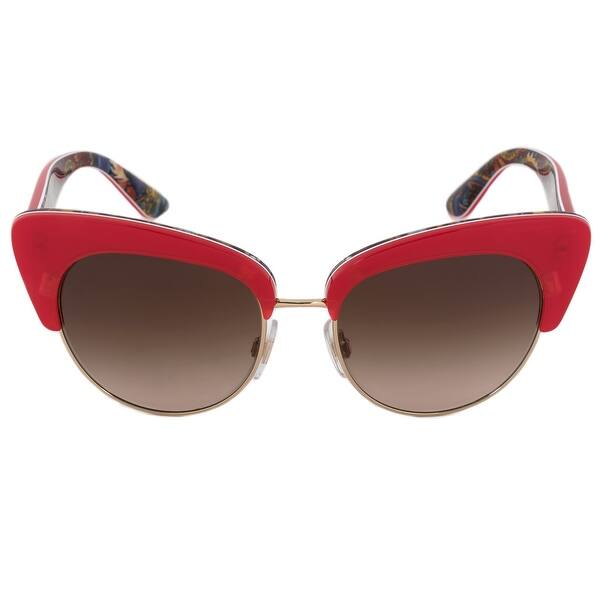 Shop Dolce Gabbana Cat Eye Sunglasses Dg4277 303413 52 Red Frame Brown Gradient Lenses Overstock 24240128