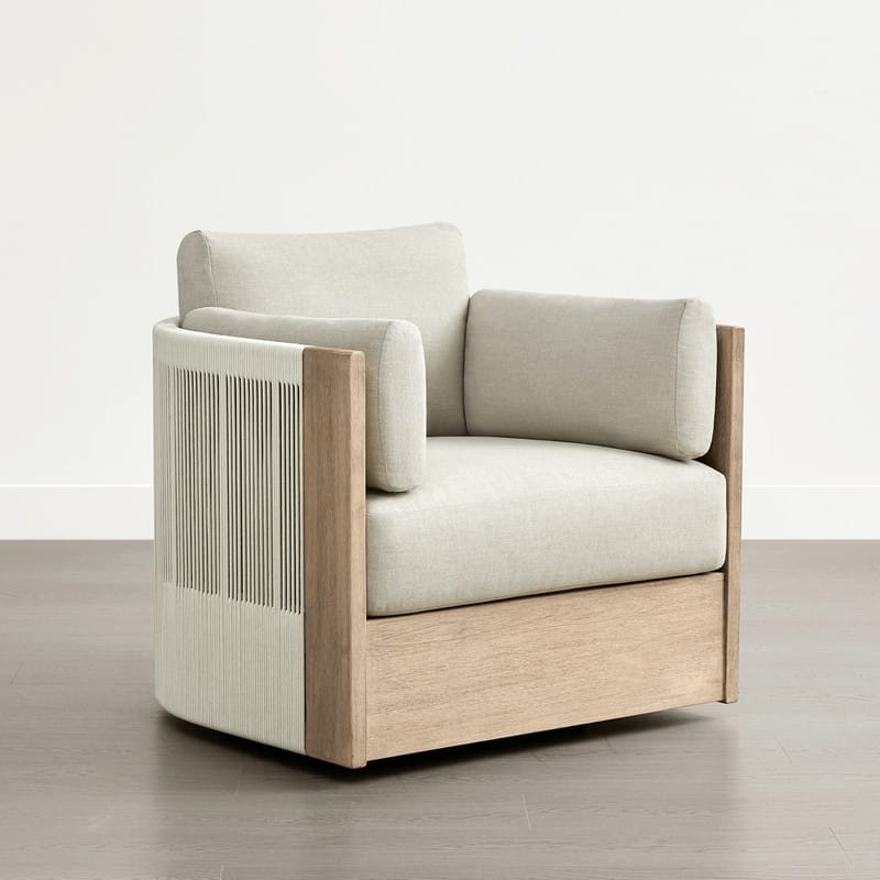Khloe Outdoor Wood Patio Furniture Swivel Chair