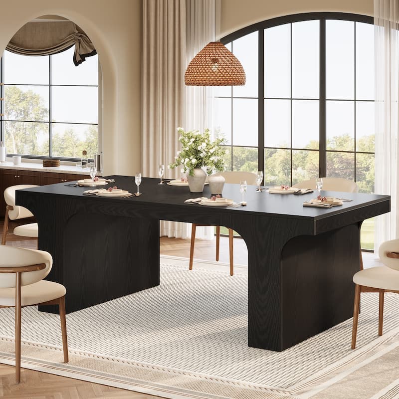 Farmhouse Rectangular Dining Table for 6-8 People with Sled Base