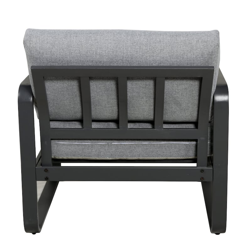 6 Person Outdoor L-Shape Metal Sectional Sofa Set with Cusions and Coffee Table