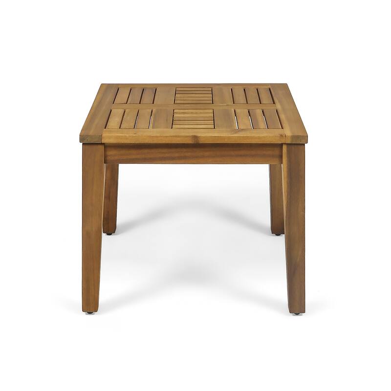 Hampton Acacia Wood Patio Side Table 20 Inch Square Outdoor Coffee Table - Natural