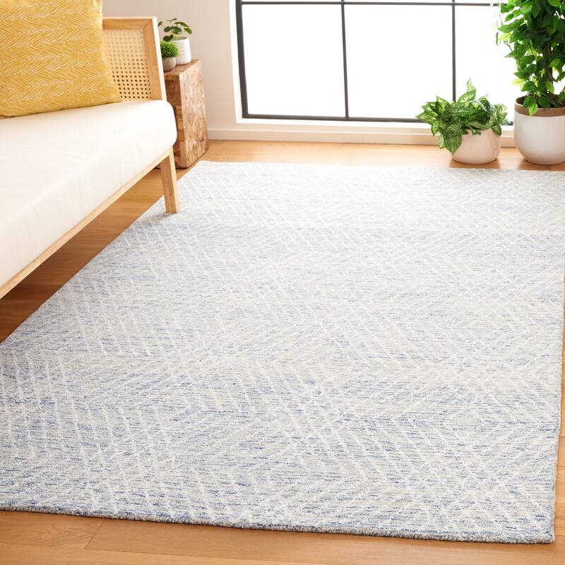 SAFAVIEH Handmade Abstract Þorleif Geometric Wool Rug - 6' x 9' - Blue/Ivory