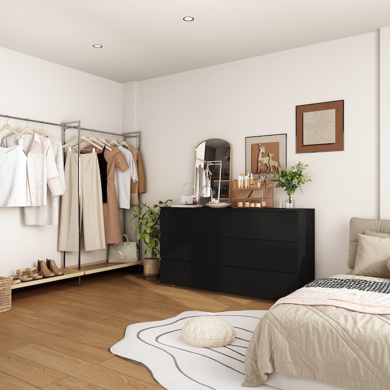 Premium 59-inch 6 Drawers White Floor Double Dresser by Kerrogee