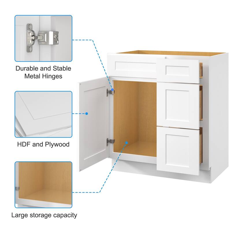 30-inch Bathroom Cabinet with Soft-Close Doors, Versatile Storage, and Waterproof MDF
