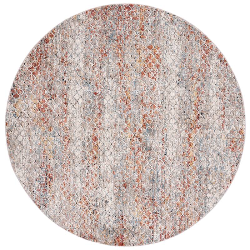 SAFAVIEH Valencia Senija Vintage Rug - 6'4" Round - Beige/Rust