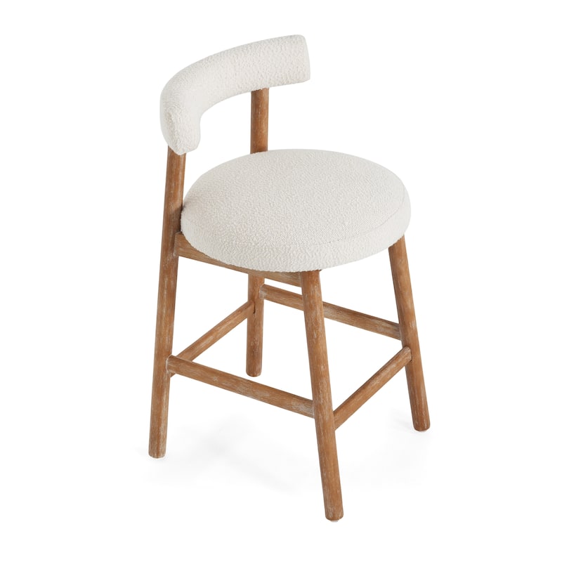 Christopher Knight Home - Riven Natural Rubberwood 26.77" Counter Stool Set with Beige Upholstery