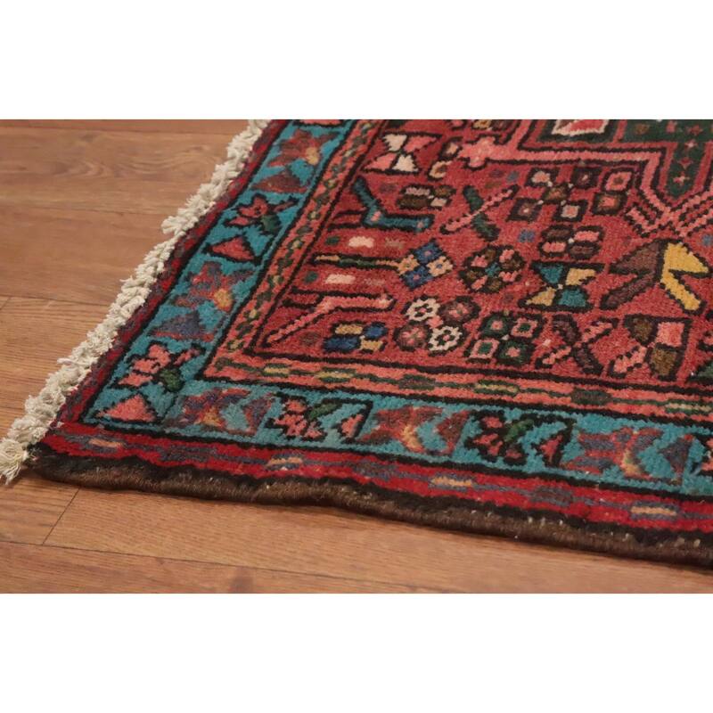 Hand Knotted Oriental 100% Wool Carpet Traditional Tribal Oranges & Rust Gharajeh Runner Rug - 9' 4'' X 2' 7''