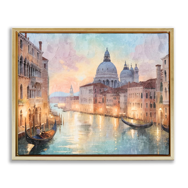 Stupell Scenic Venetian Canal Framed Floater Canvas Wall Art Design By Kim Allen - 21 x 17 - Gold