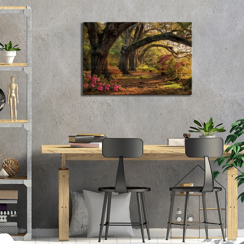 Under The Live Oaks I Print On Wood by Danny Head - Multi-Color