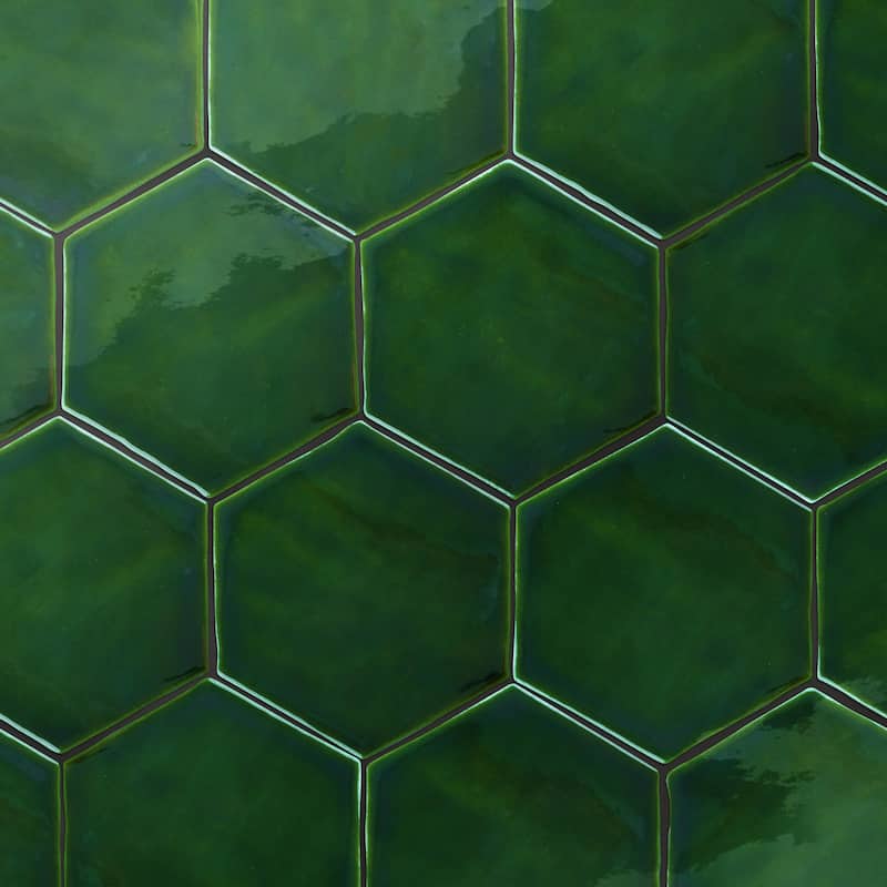 Merola Tile Viva Hex Antic Verde 5-7/8" x 6-3/4" Ceramic Wall Tile - Case (44 Tiles)