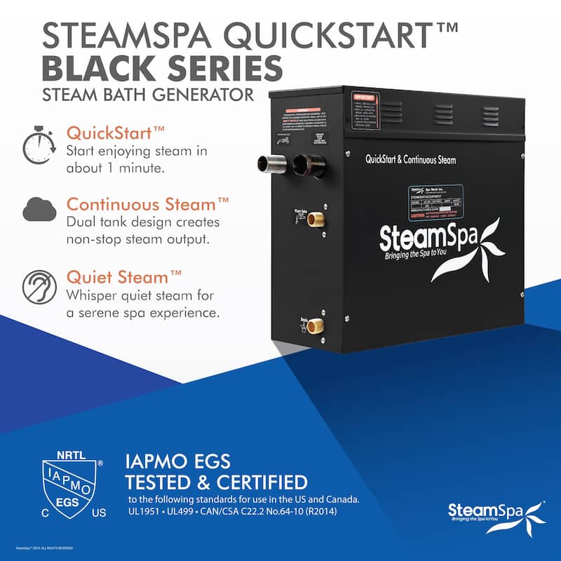 Black Series WiFi and Bluetooth 9kW QuickStart Steam Bath Generator Package with Dual Aroma Pump in Oil Rubbed Bronze