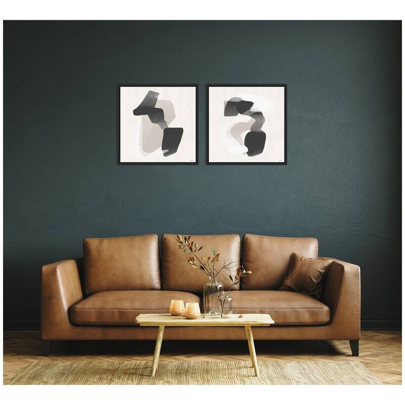 Kate and Laurel Abstract Neutral 01 & 02 2 Piece Framed Canvas Wall Art Set by Gabrielly Guedes