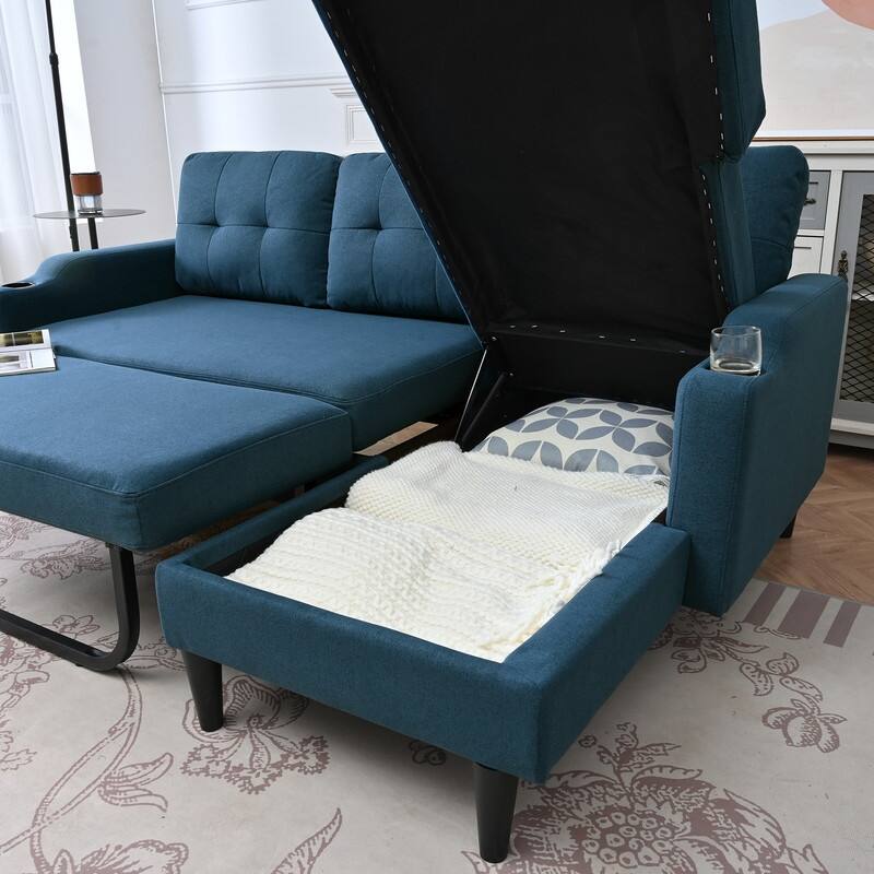 L Shaped Sleeper Couch Convertible Sectional Sofa with Storage Chaise