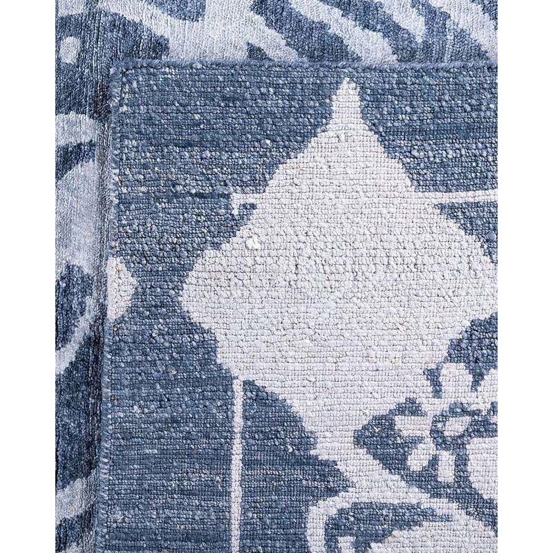 Modern One-of-a-Kind Hand-Knotted Area Rug, Blue - 9' 2" x 12' 2"