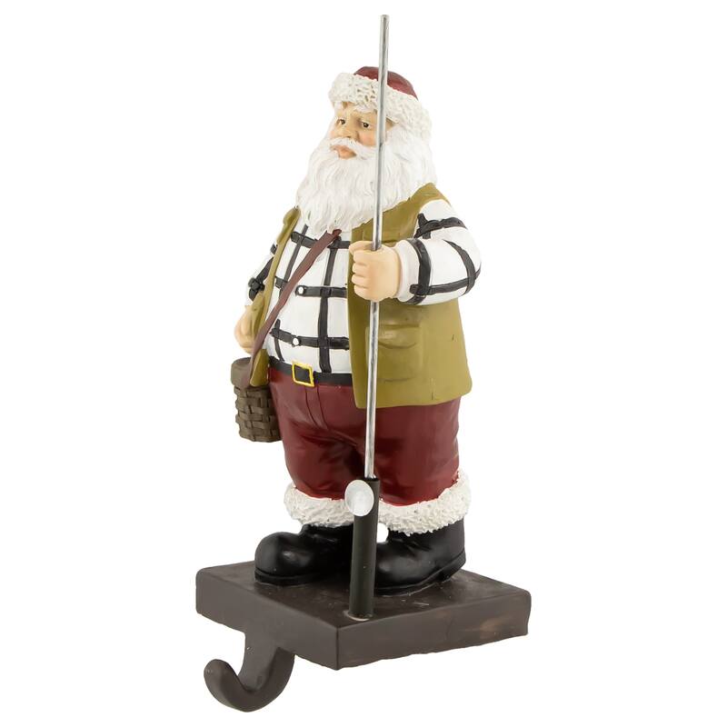 8.5" Rustic Fisherman Santa Christmas Stocking Holder