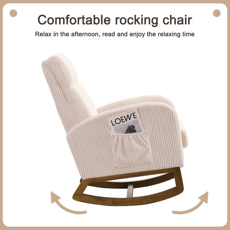 Comfortable fabric lounge rocker, corner reading rocker for living room