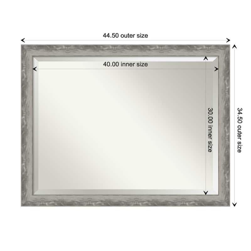 Beveled Wall Mirror - Waveline Silver Narrow Frame - Waveline Silver Narrow - 44.5 x 34.5-inch