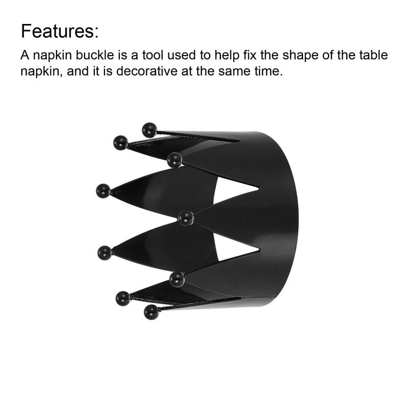 Napkin Rings, 4pcs 43mm ID Alloy Crown Shape Napkin Buckles, Black