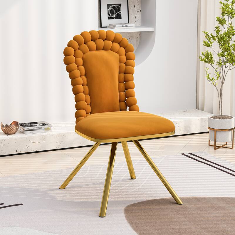 2-Piece Vanity Chair Dining Chairs, Velvet Accent Chairs Swivel Chair with Ball-Shaped Backrest