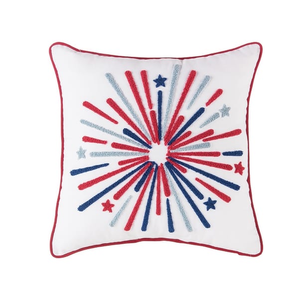 slide 2 of 5, Patriotic Red White & Blue Tufted Fireworks Accent Throw Pillow, 16" x 16"