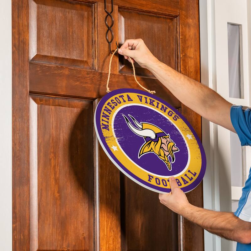 Minnesota Vikings Wooden Door Decor Wall Sign - Multi-Color