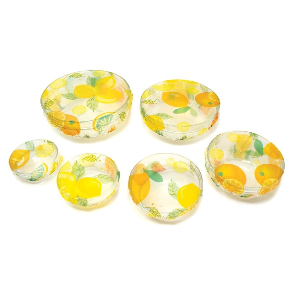 Norpro 6pc Set Citrus Pattern Reusable Elastic Decorative See Through Bowl Covers