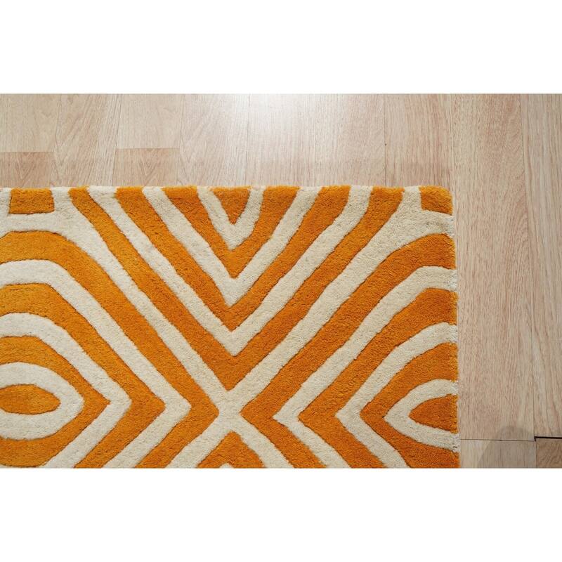 Hand-Tufted Wool Modern Tufted Stripes Rug, 8' x 10', Green Area Rug, Stylish Soft Design for Bedrooms or Offices - L